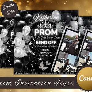 Glamorous Prom Send-Off Flyer: Editable Canva Template (Digital Download)