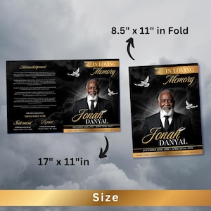 Black & Gold Funeral Program Template: 8-Page Memorial (Canva, Digital Download) image 7