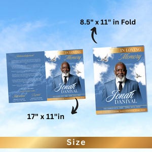 Blue & Gold Funeral Program Template: 8-Page Memorial (Canva, Digital Download) image 7