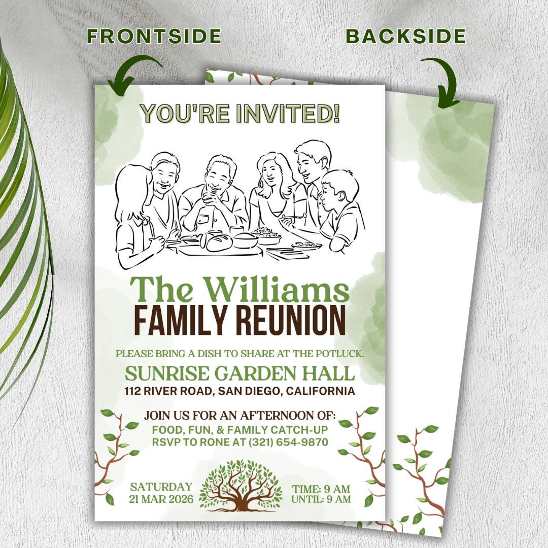 Invite Family Editable Family Reunion Invitation: Family Tree Template (canva ...