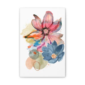 Canvas Print, Painting rainbow flowers, Wall Art Decor, Floral Home Decor, Colorful Flower Art, Gift for Art Lover