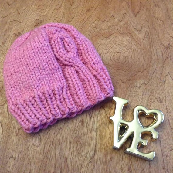 Pink Ribbon Breast Cancer Beanie | Etsy 