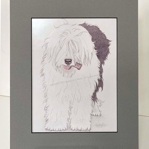 Old English Sheepdog Matted Small Poster-&quot;Bone Appetit&quot;