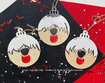 Hand Painted Old English Sheepdog Wooden Ornaments-Small-Set 1