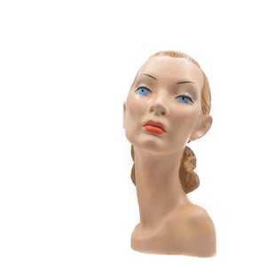 Mannequin, vintage mannequin head, antique head, reproduction head, display head, jewelry display, millinery display, hat display, antiques