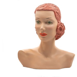 Mannequin head, vintage mannequin head, antique head, millinery display, hats, jewelry display, hat makers, collectable art,  hat stand, art