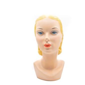 vintage mannequin head, antique mannequin, hat display, jewelry display,  antique head, reproduction head