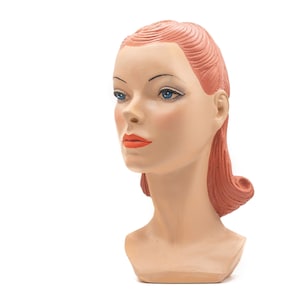 vintage mannequin head, mannequin head, old head, reproduction head, jewelry display, millinery, hat display, collectable art, milliners,