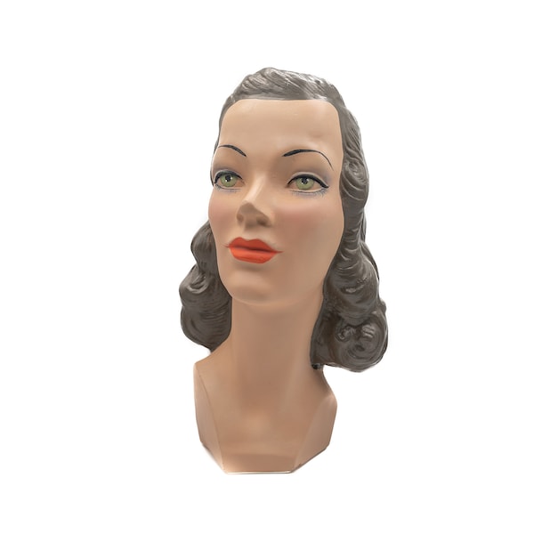 vintage mannequin head, antique head, reproduction head, old head, bust heads, woman head, jewelry dlisplay, hat display, milliners, artists