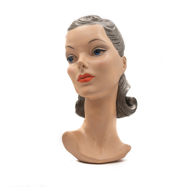 mannequin head,   vintage display, antique display, woman bust art deco style mannikin hat stand display cheap