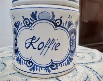 Delft Koffie Canister Blue and White