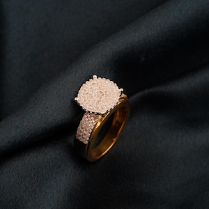 Anel de diamantes em prata esterlina banhada a ouro 14k de dois tons