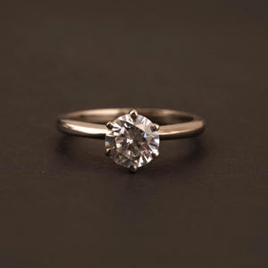 Moissanite Solitaire Ring: 1ct Round Cut, 925 Sterling Silver Promise Ring
