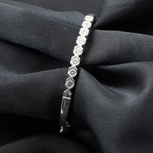 Crystal Cuff Bangle: 14k White Gold Plated Sterling Silver Bracelet