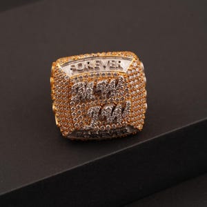 Iced Out Initial Ring: 14k Gold Plated Sterling Silver Hip Hop Jewelry