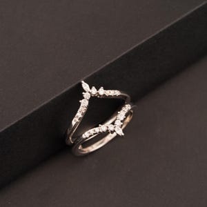 Moissanite & Diamond Enhancer Ring Guard - Wedding Band - Women&#39;s Gift