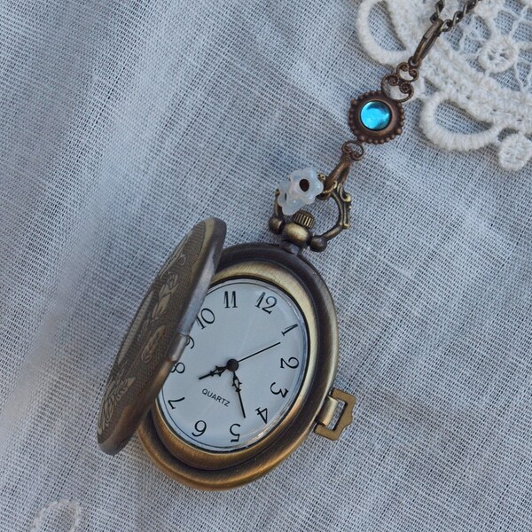 floral pocket watch - necklace