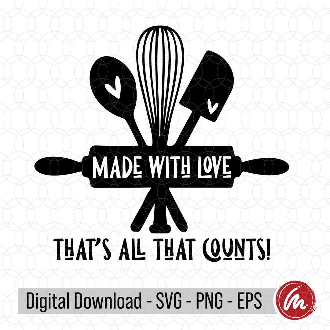 Made With Love, Oven Mitt SVG Etsy