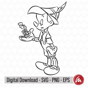 Pinocchio & Jiminy Cricket SVG, EPS, PNG