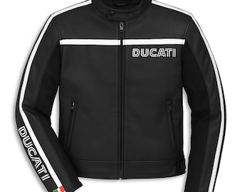 Ducati 80s Leather Motorcycle Jacket: Cowhide Biker Gear with CE Armor