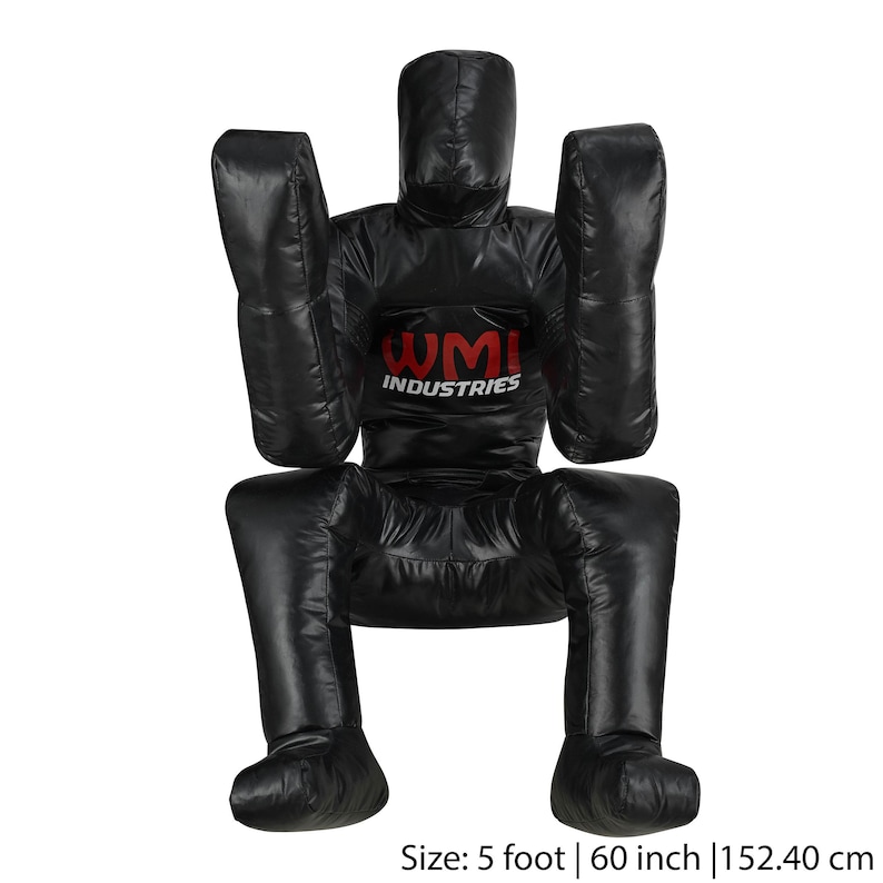 May include: Black padded training dummy with the text "WMI INDUSTRIES" on the chest. Size: 5 foot | 60 inch | 152.4 cm