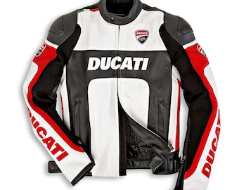 Ducati Corse 2010 leren motorjack – echt rundleder racejack met CE-bescherming