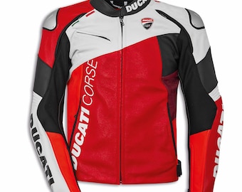Ducati Corse C6 Leather Motorcycle Jacket: CE Armor, Cowhide Racing Gear