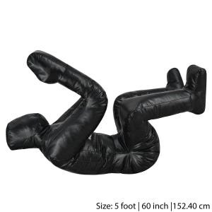 May include: Black leather training dummy in a fighting pose. Size: 5 foot | 60 inch | 152.40 cm