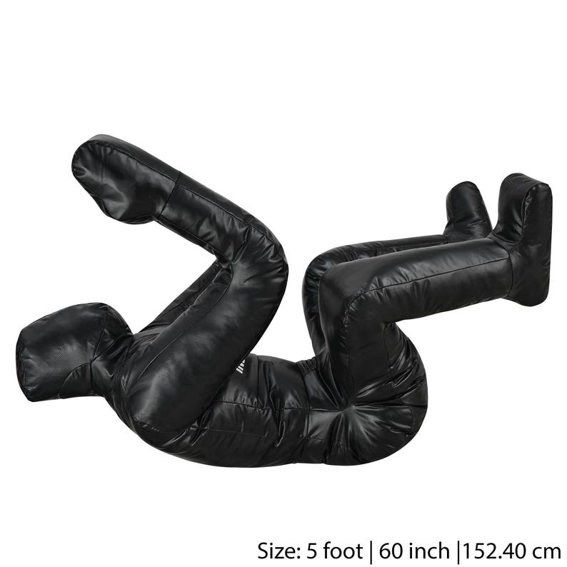 May include: Black leather training dummy in a fighting pose. Size: 5 foot | 60 inch | 152.40 cm