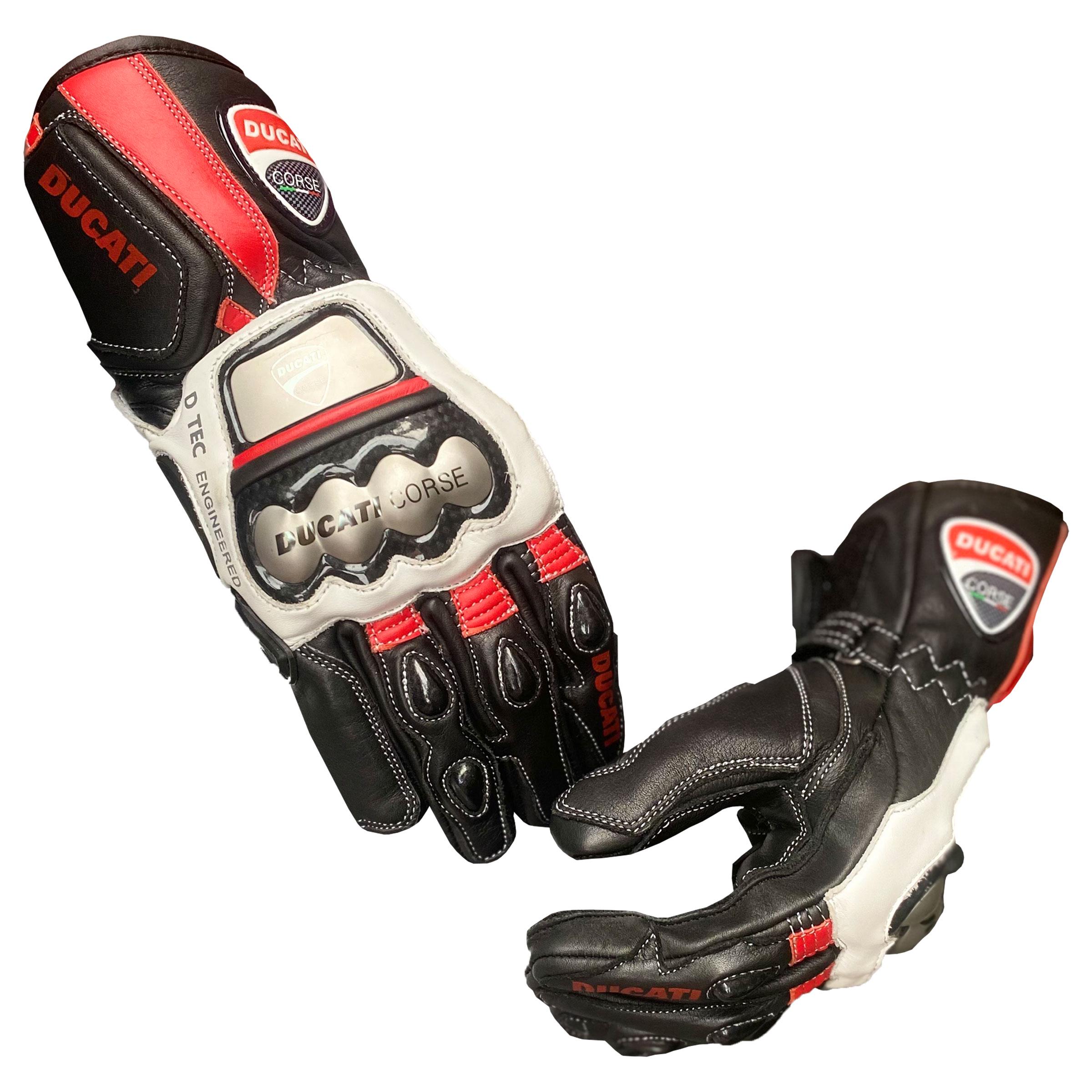 ドゥカティコルセ モーターサイクルレーシングレザーグローブ ブラック