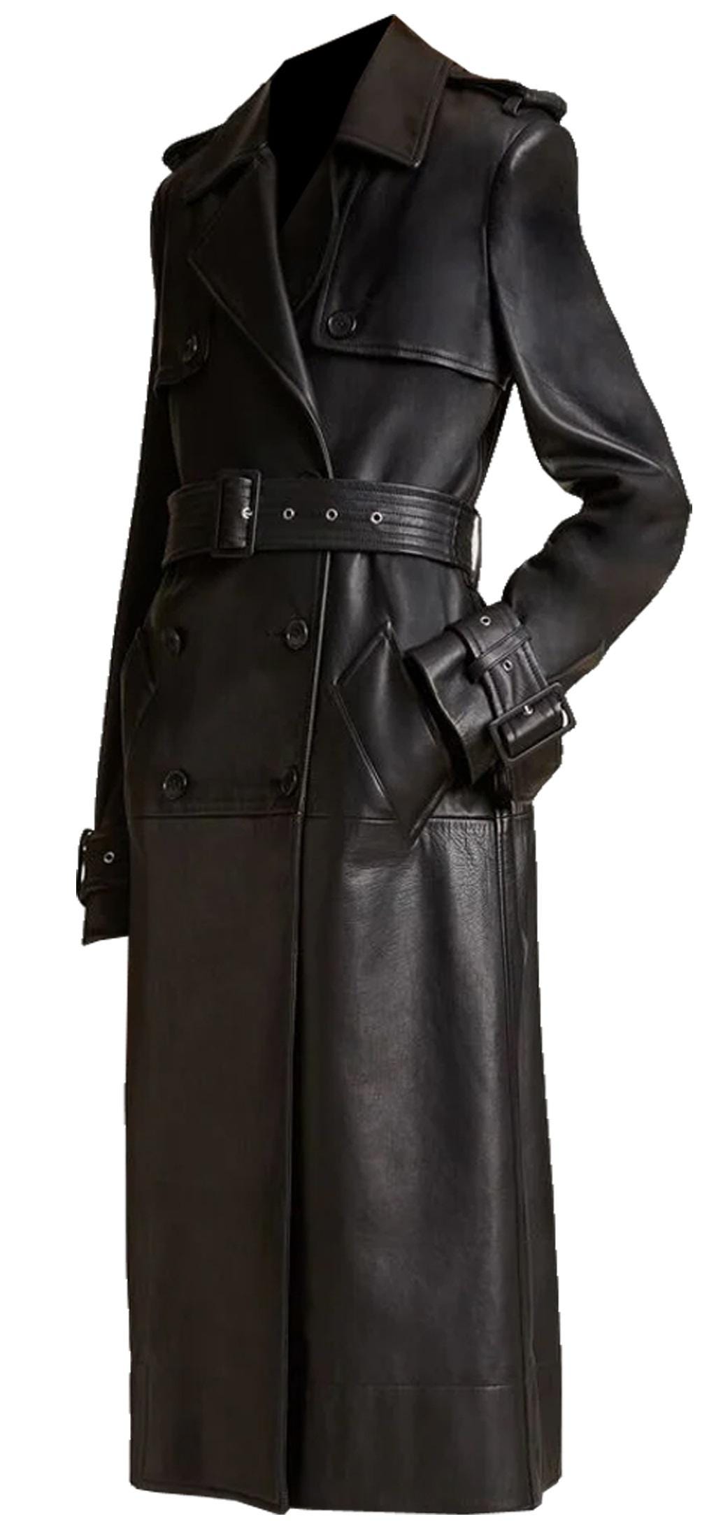 Classic Long Trench Coat - Genuine Leather Full Length Outerwear