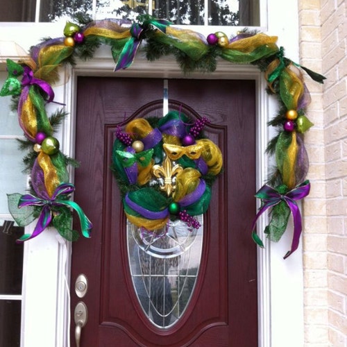 pre lit mardi gras garland