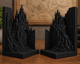 Sujetalibros de castillo de fantasía / Sujetalibros góticos / Decoración Dark Academia / Decoración de estantería medieval / Regalo de decoración para biblioteca