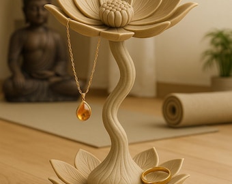 Flower Necklace Stand – Holder | Floral Jewelry Display | Earrings, Bracelets & Necklace Organizer