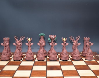 3D Printed Fantasy Chess Pieces | Eldertree vs Witherblight | DnD Gift