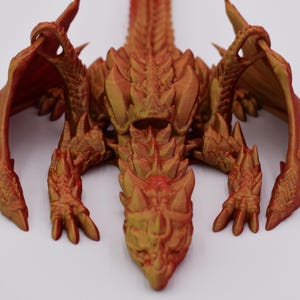 3D Printed Articulating Winged Dragon - Poseable Fantasy Figure - Unique Dragon Collectible - 22 Inches Long!