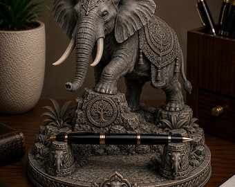 Wildlife Pen Holder Collection | Lion Tiger Elephant Elk Desk Organizer | 3D Printed Rustic Animal Pen Stand | Office Desk Decor