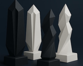 Cosmic Obsidian 3D Printed Chess Set | Futuristic Sci-Fi Chess Pieces