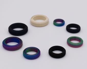 3D Printed Fidget Spinner Ring - Stress Relief and Anxiety Management - Multiple Sizes & Colors