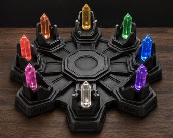 3D Printed 8 Crystal Display Holder – Sci-Fi Crystal Stand – Fantasy Crystal Organizer – Desk Display for Collectible Energy Crystal