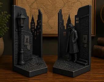 Shadow Detective Bookends | Gothic Book Ends | Mystery Decor | Bookshelf Decor | Library Bookends