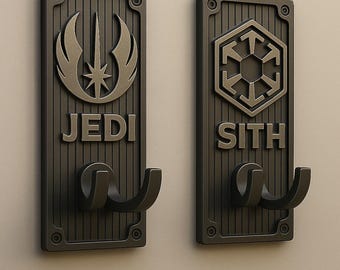 Wall Mounted Lightsaber Holder Set – Jedi & Sith Inspired Display – 3D Printed Sci-Fi Wall Decor