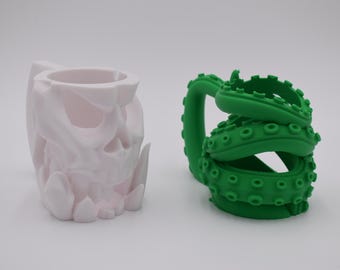 3D Printed Can Holder – Skull or Tentacle Mug