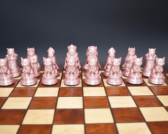 Cat-Themed Chess Piece Set | 3D Printed Chess