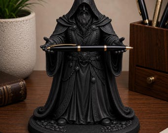 Emberbound Conjuror Wizard Pen Holder | Fantasy Desk Organizer | DnD Desk Decor | Unique Office Gift for Him