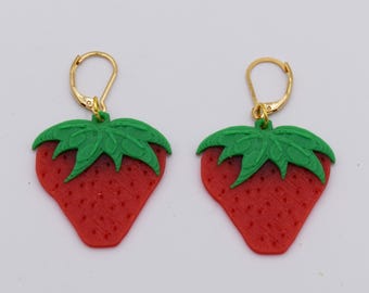 3D Printed Strawberry Earrings – Lightweight PLA Summer Jewelry
