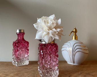 Fragrance Diffuser set Antique pink cranberry glass