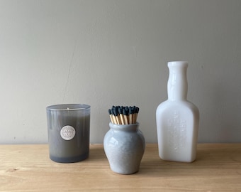 Vintage grey Fortnum and Mason Match Pot set