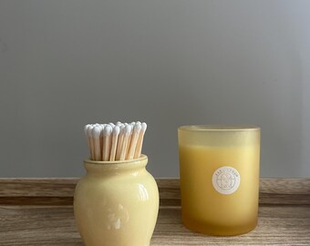 Vintage Fortnum and Mason buttercup yellow Match Pot