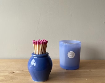 Vintage Fortnum and Mason violet Match Pot set